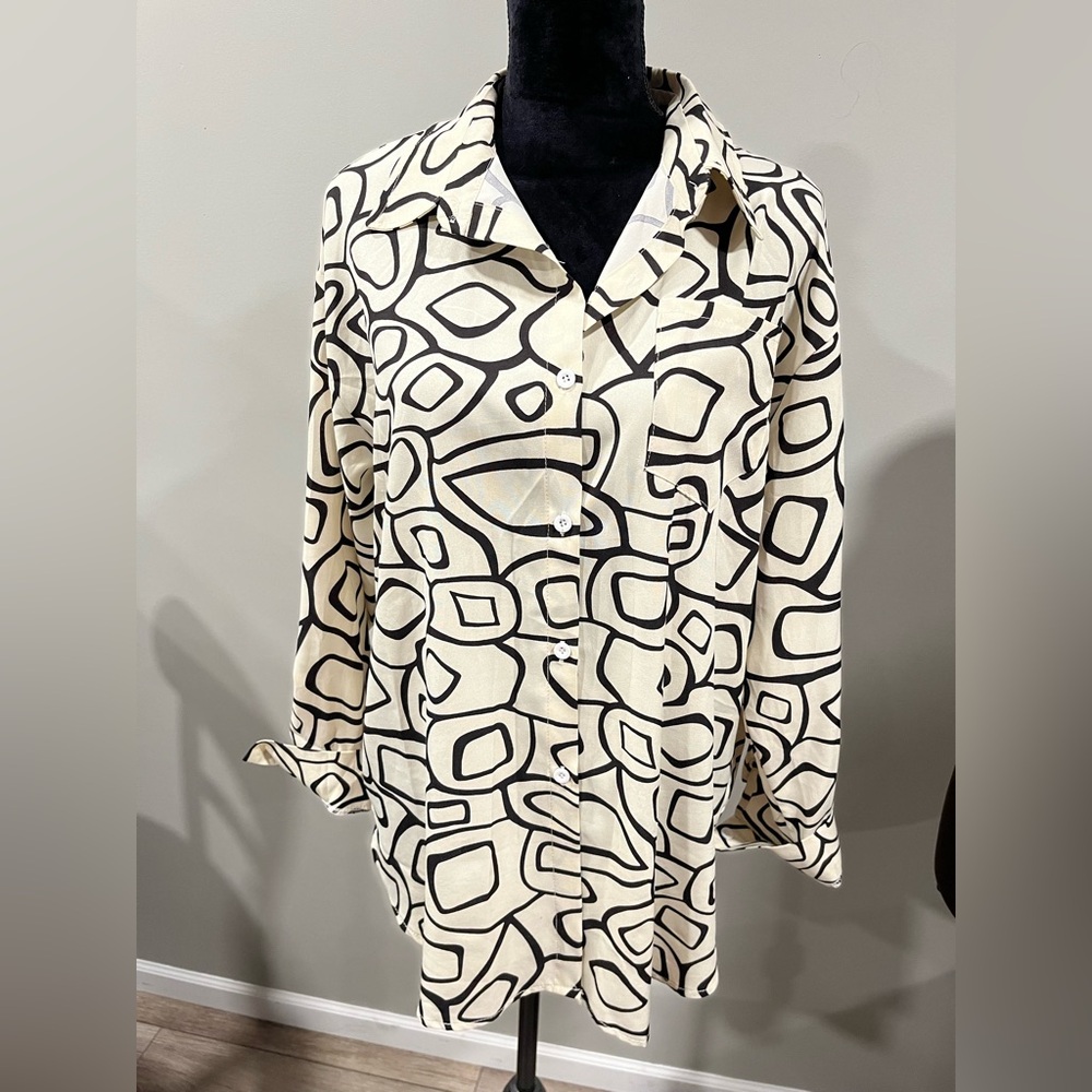 Abstract Patterned Button-Up Shirt